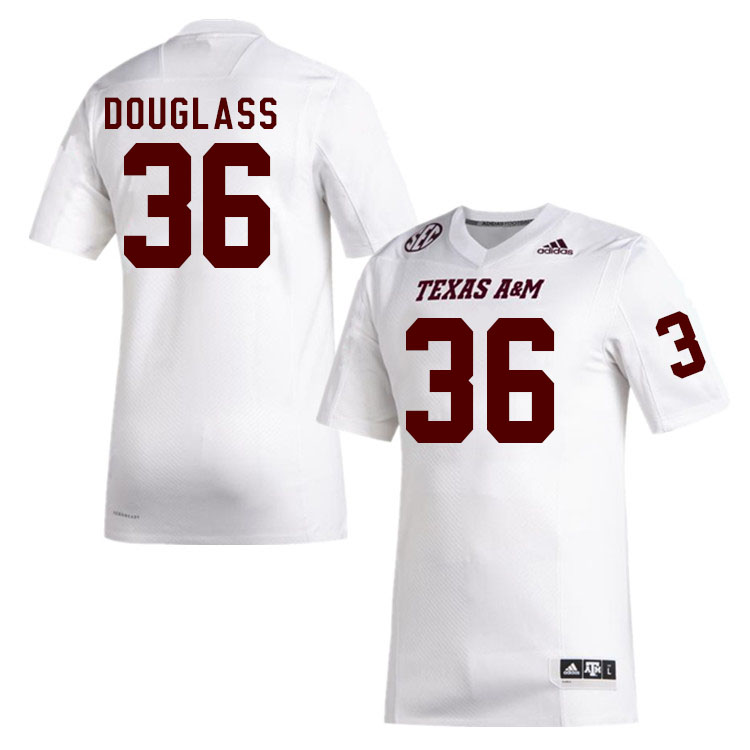 Men #36 Brady Douglass Texas A&M Aggies College Football Jerseys Stitched Sale-White